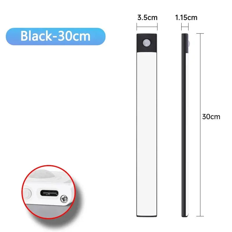 LED Cabinet Light USB Type-C Rechargeable Motion Sensor Led Lamp for Kitchen Wardrobe Cabinet Lighting 20cm/30cm/40cm/50cm/60cm