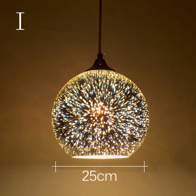 3D Glass Lampshade Creative Fireworks Pendant Light