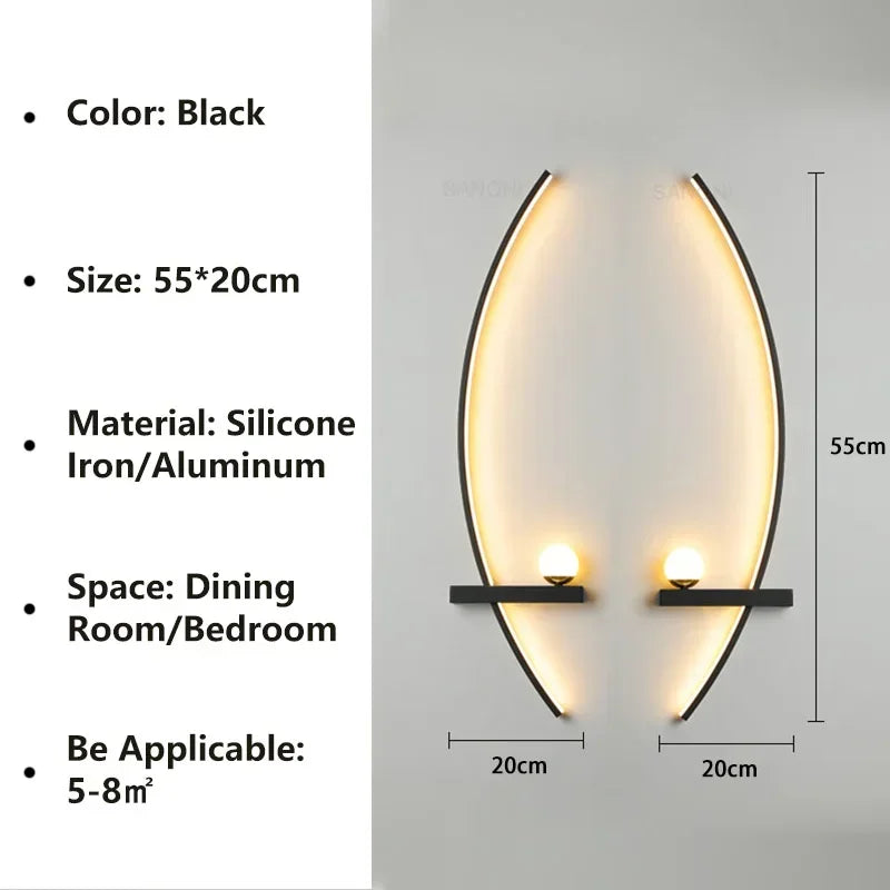 Modern LED Wall Lamp Stripes Wall Sconce for Bedroom Bedside Living Room Study Stairs Home Decor Indoor Lighting Fixture Luster