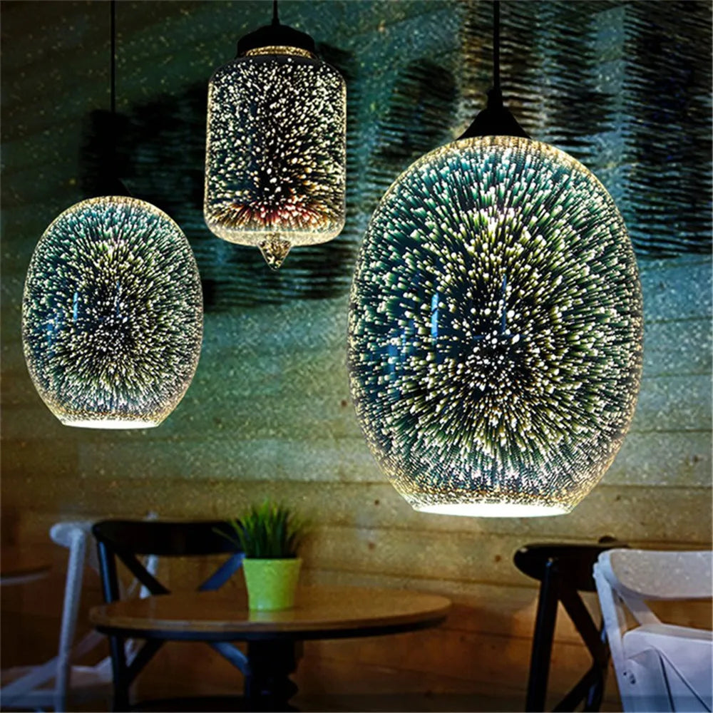 3D Glass Lampshade Creative Fireworks Pendant Light