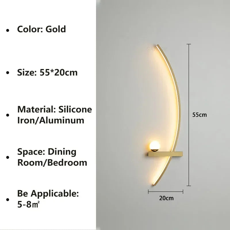 Modern LED Wall Lamp Stripes Wall Sconce for Bedroom Bedside Living Room Study Stairs Home Decor Indoor Lighting Fixture Luster