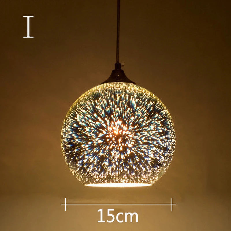 3D Glass Lampshade Creative Fireworks Pendant Light