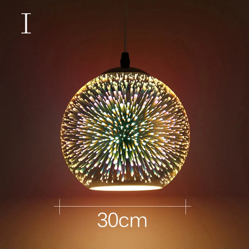 3D Glass Lampshade Creative Fireworks Pendant Light