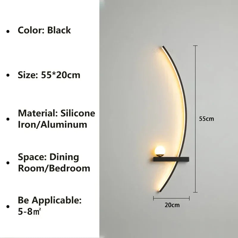 Modern LED Wall Lamp Stripes Wall Sconce for Bedroom Bedside Living Room Study Stairs Home Decor Indoor Lighting Fixture Luster