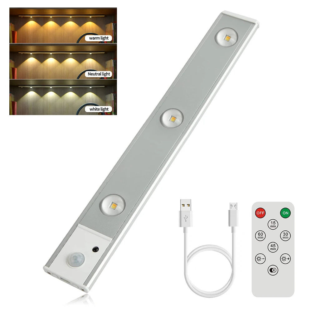 Ultra thin 3 Colors PIR Motion Sensor Cabinet Lamp USB Rechargeable