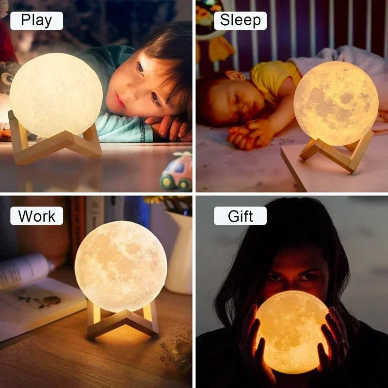 Moon Lamp Bedroom LED Night Light 3D