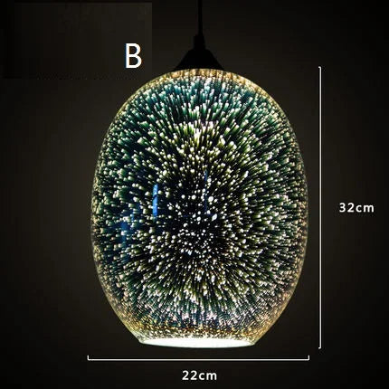 3D Glass Lampshade Creative Fireworks Pendant Light