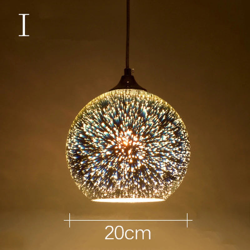 3D Glass Lampshade Creative Fireworks Pendant Light