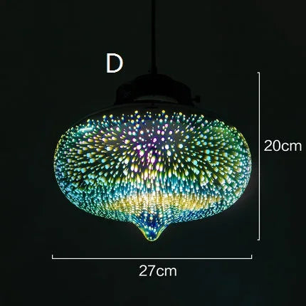 3D Glass Lampshade Creative Fireworks Pendant Light