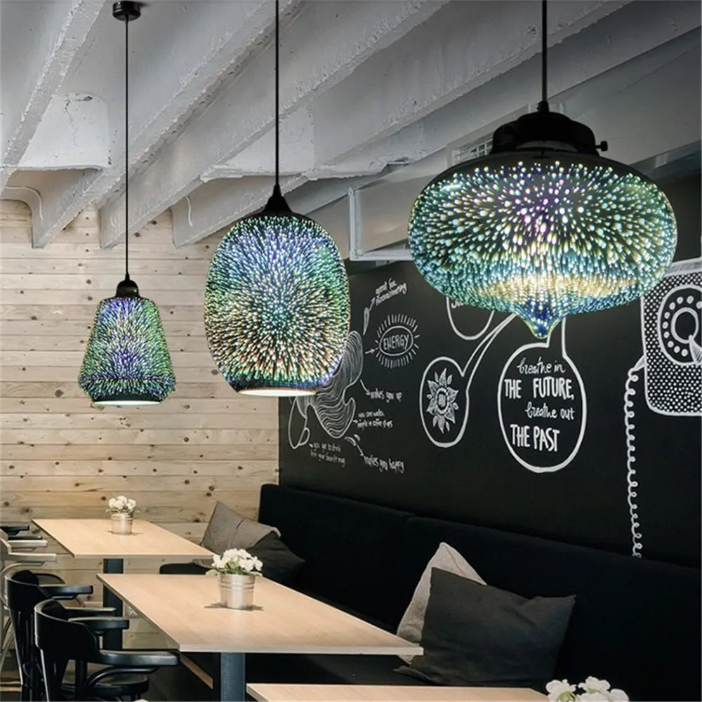 3D Glass Lampshade Creative Fireworks Pendant Light