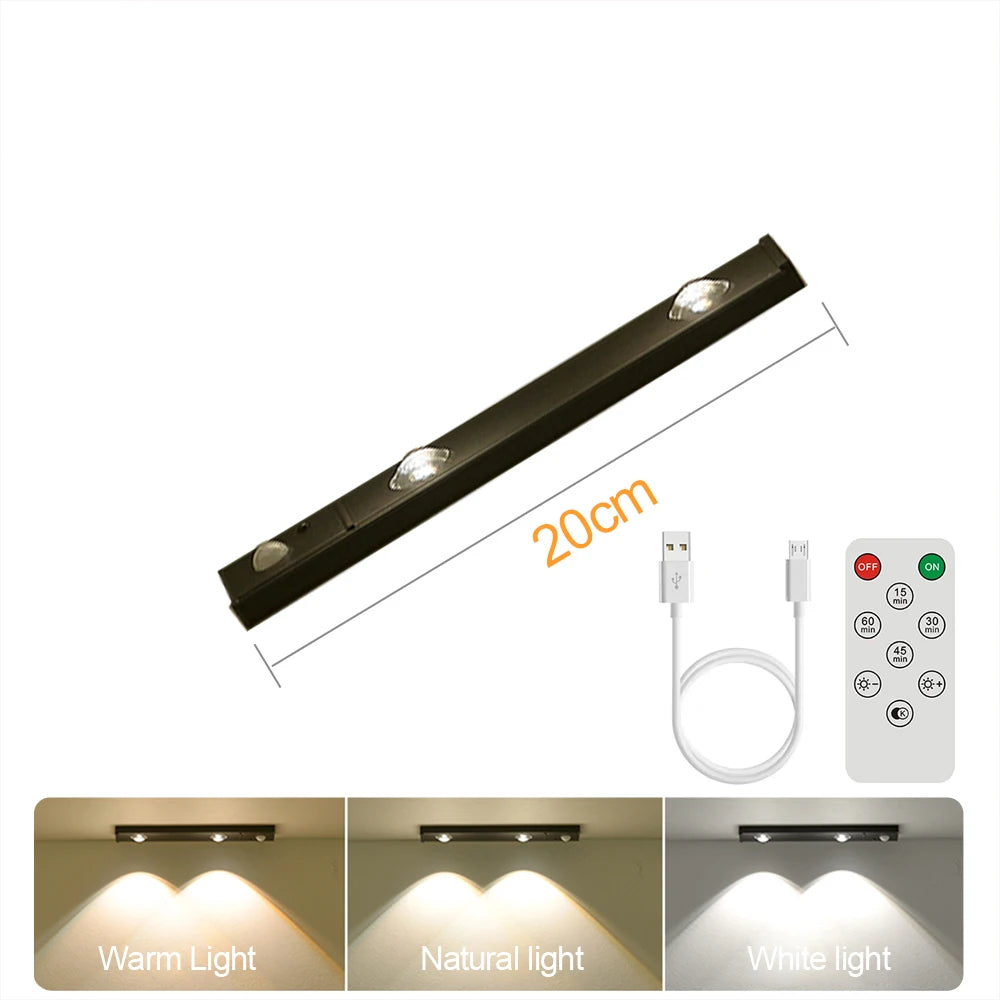 Ultra thin 3 Colors PIR Motion Sensor Cabinet Lamp USB Rechargeable