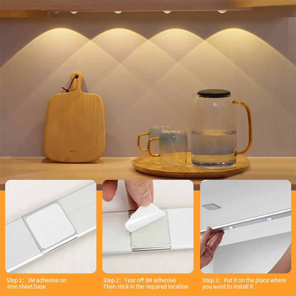 Ultra thin 3 Colors PIR Motion Sensor Cabinet Lamp USB Rechargeable