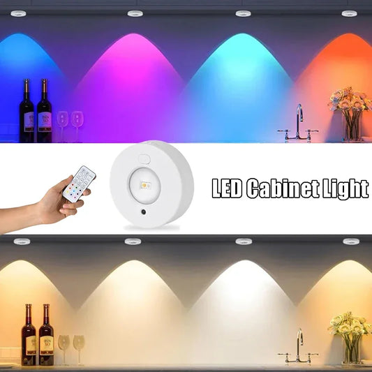 LED Night Light RGB 12 Color Wireless Cabinet Lamp Type-C Rechargeable Remote Control