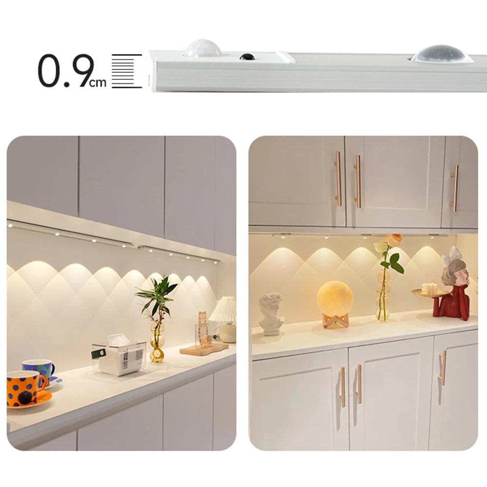 Ultra thin 3 Colors PIR Motion Sensor Cabinet Lamp USB Rechargeable